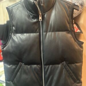 Levi's Black Faux Leather Puffer Vest